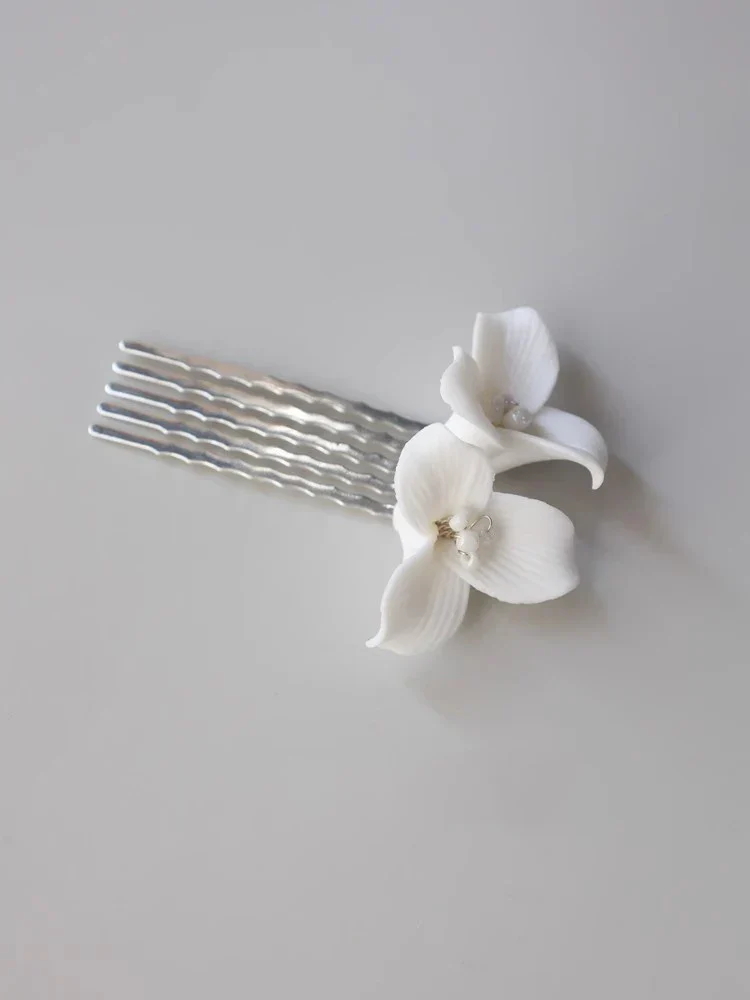 Bridal Jewelry Porcelain Flower Hair Comb Clip Pin Women Girl Head Piece For Bride Bridesmaids Hairpin Wedding Accessories - Image 6