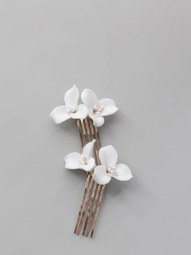 Bridal Jewelry Porcelain Flower Hair Comb Clip Pin Women Girl Head Piece For Bride Bridesmaids Hairpin Wedding Accessories - Image 7
