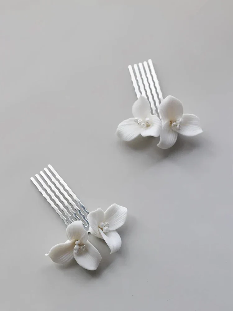 Bridal Jewelry Porcelain Flower Hair Comb Clip Pin Women Girl Head Piece For Bride Bridesmaids Hairpin Wedding Accessories - Image 8