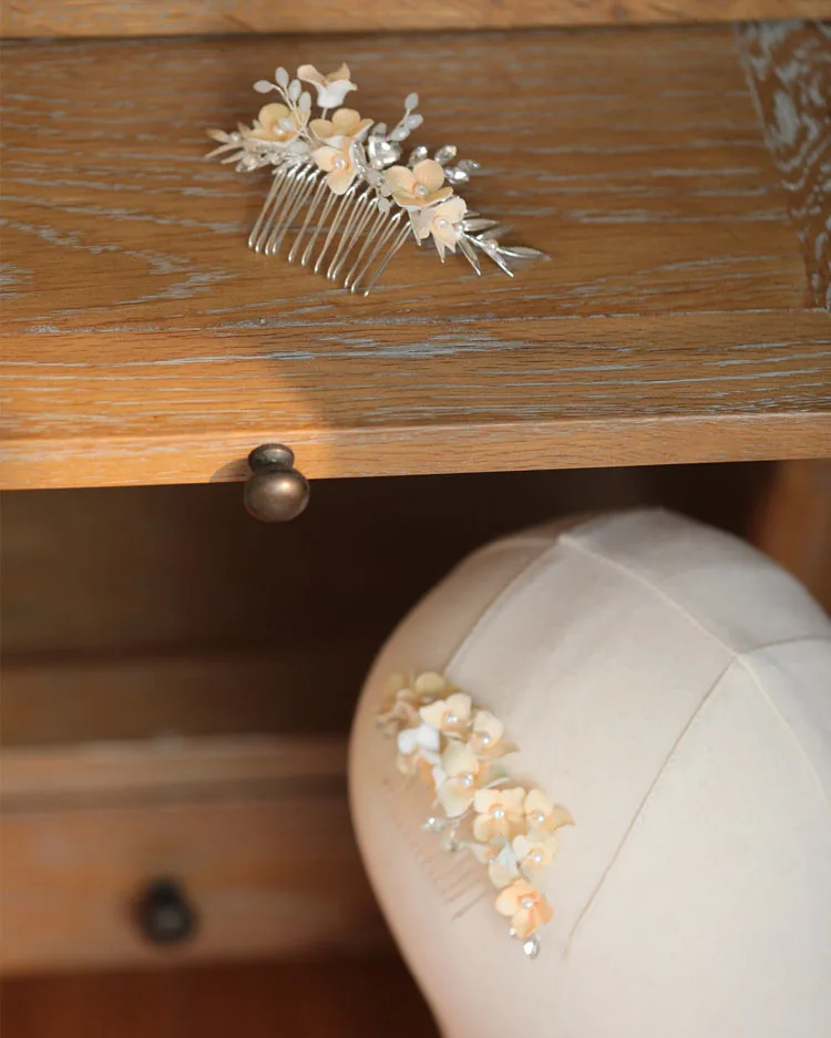 Bridal Jewelry Porcelain Flower Hair Comb Pin Clip For Brides Bridesmaids Hairpins Floral Leaf Head Piece Wedding Accessories - Image 3