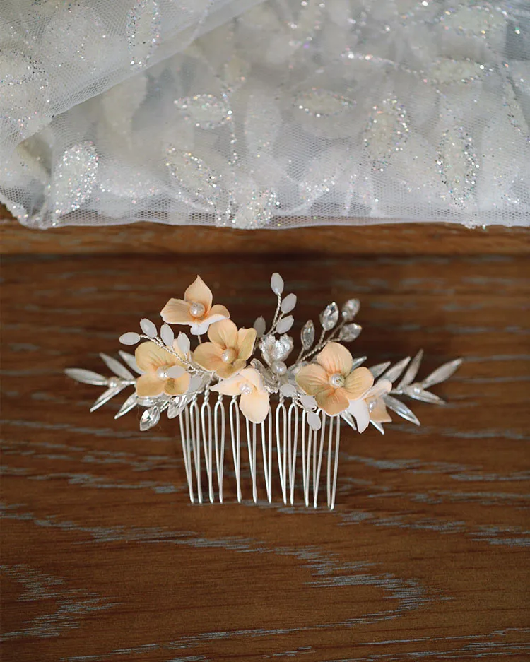 Bridal Jewelry Porcelain Flower Hair Comb Pin Clip For Brides Bridesmaids Hairpins Floral Leaf Head Piece Wedding Accessories - Image 5