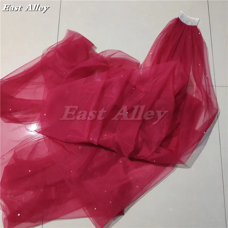 Burgundy Color Scattered Crystal Wedding Veil 3 Meter Bridal Veil Long Veil Cut Edge - Image 3