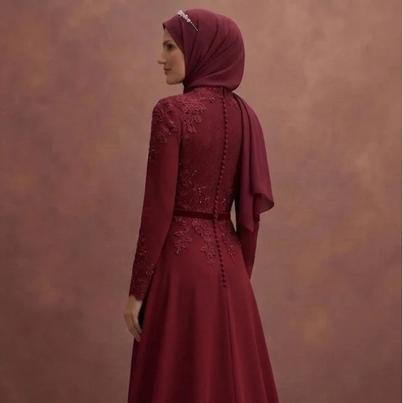 Burgundy Muslim Prom Dresses – Deep & Romantic Styles - Image 5