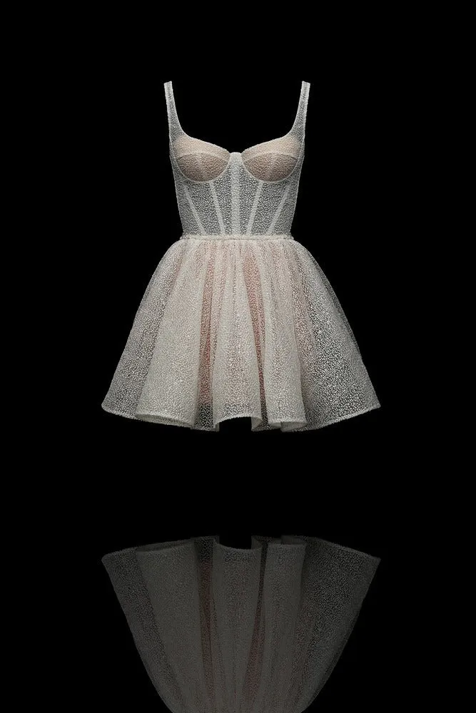Attractive Translucent Lace Mini Dress Satin Wedding Dress Vestido De Novia Bow Bridal Gown Skirt Court Train Dress Satin - Image 3