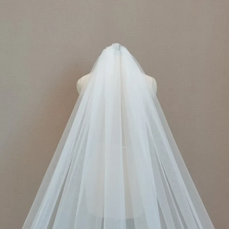 Cathedral Length Lace Applique Wedding Veil - Long Bridal Veil with Metal Comb for Brides - Image 5