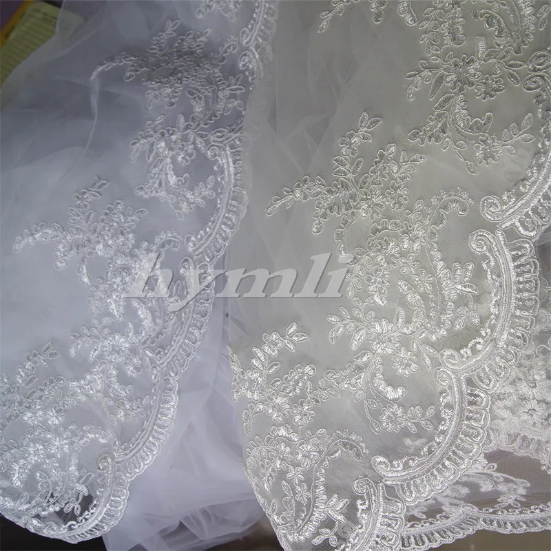 Cathedral Length Long Wedding Veil with Metal Comb Lace Bridal Veil in White Off-White And Ivory for Brides - Image 2