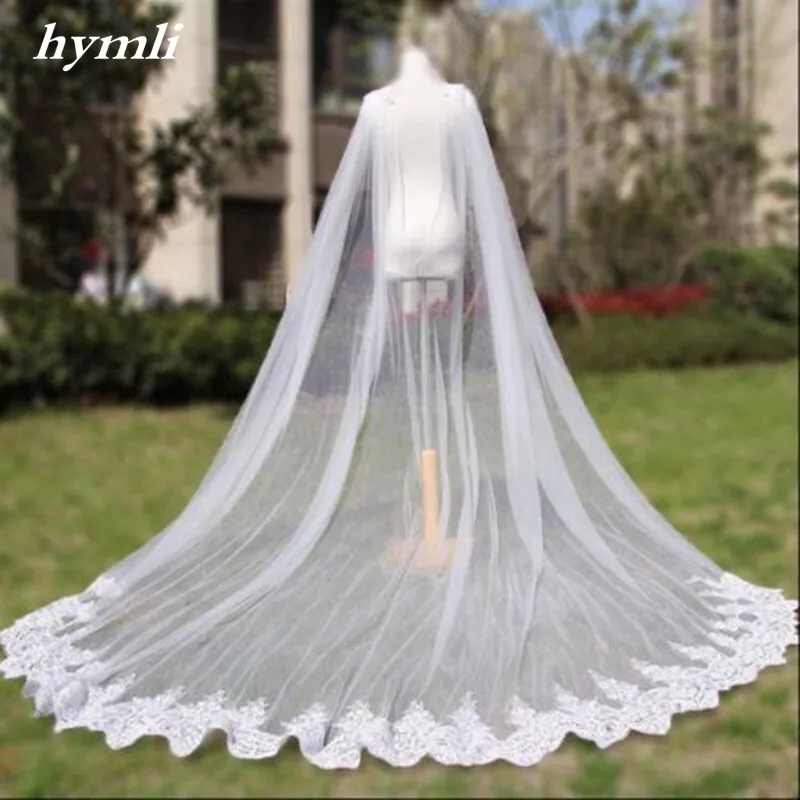 Cathedral Length Wedding Accessories Cape Veil  Bridal Cloak Lace Shoulder Cape Veil - Image 2