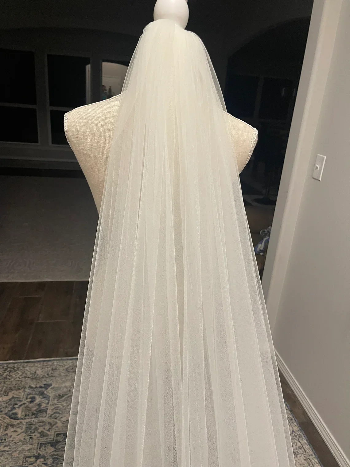 Cathedral Wedding Veil White Off-White Champagne Ivory Colors Minimalistic Design with Metal Comb - Image 3