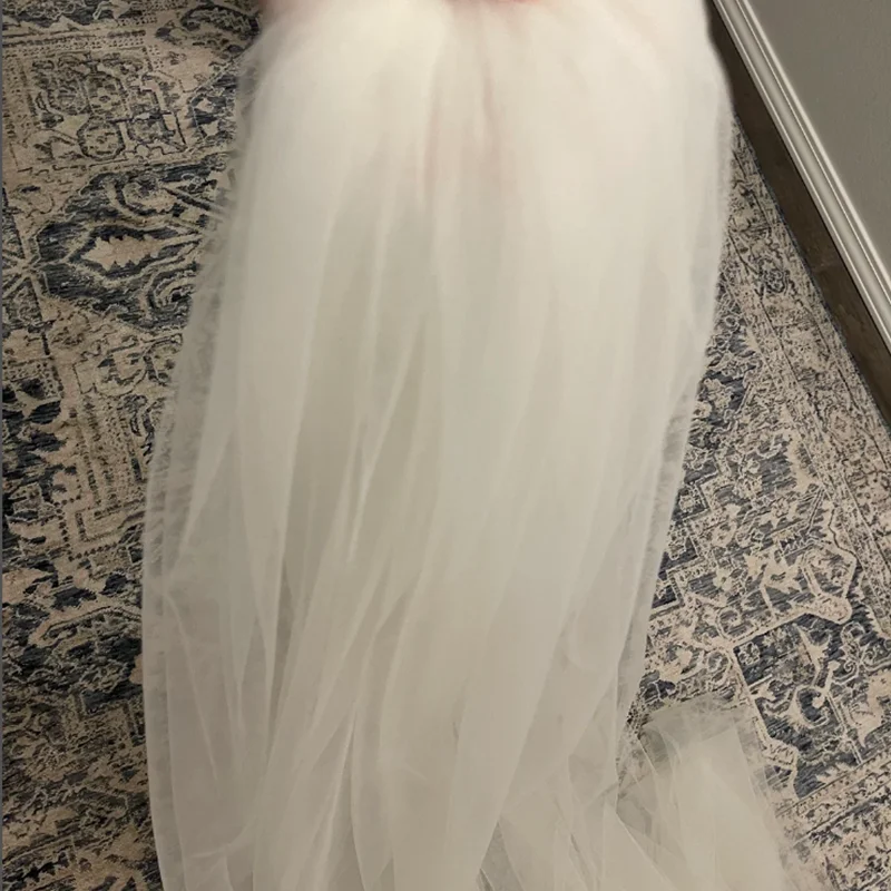 Cathedral Wedding Veil White Off-White Champagne Ivory Colors Minimalistic Design with Metal Comb - Image 5