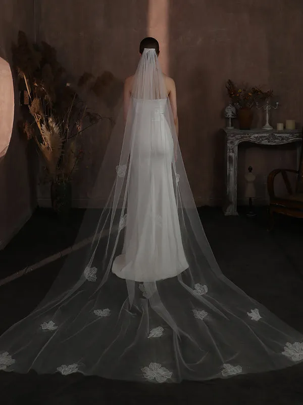 CC Cathedral Veils Women Hair Accessory Wedding Hairwear Bridal Dress Engagement Headdress Elegant 3M Long Veil With Combs V334 - Image 3