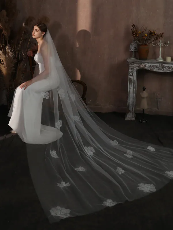 CC Cathedral Veils Women Hair Accessory Wedding Hairwear Bridal Dress Engagement Headdress Elegant 3M Long Veil With Combs V334 - Image 5
