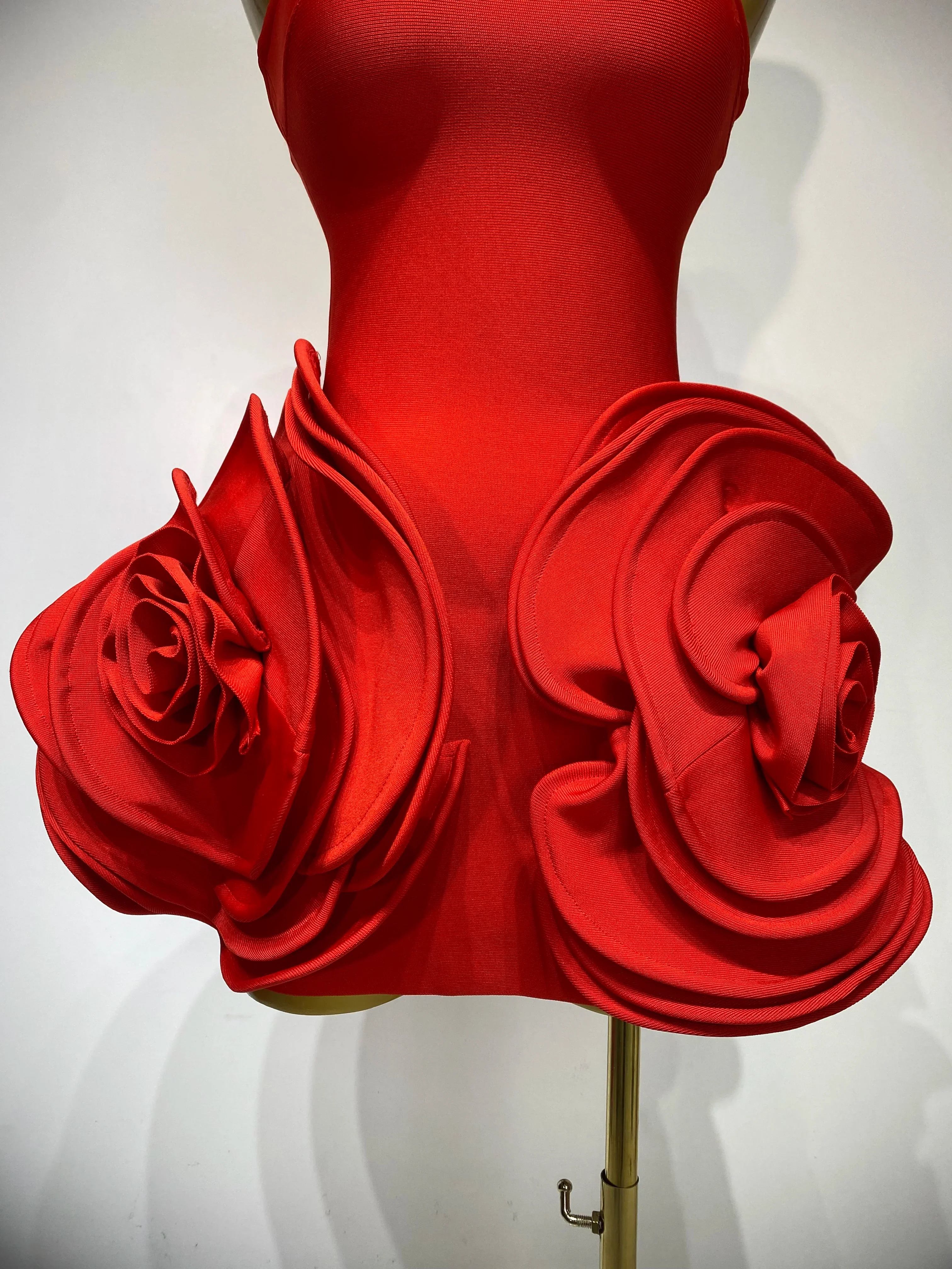 Celebrity Sexy Strapless Backless Flower Red Mini Bodycon Bandage Dress Knitted Elegant Evening Club Luxury Birthday Dress - Image 6