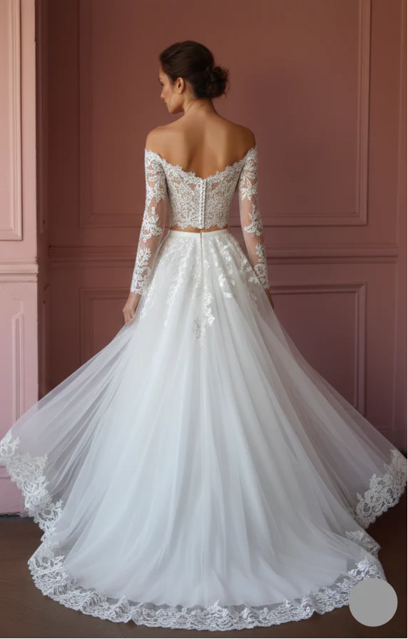 Tulle Skirt Wedding Dress Separate Long Top Options Bridal - Image 3