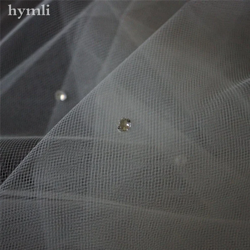 Chapel Length 90" Scatter Crystal Wedding Veil Cut Edge Metal Comb - Image 2