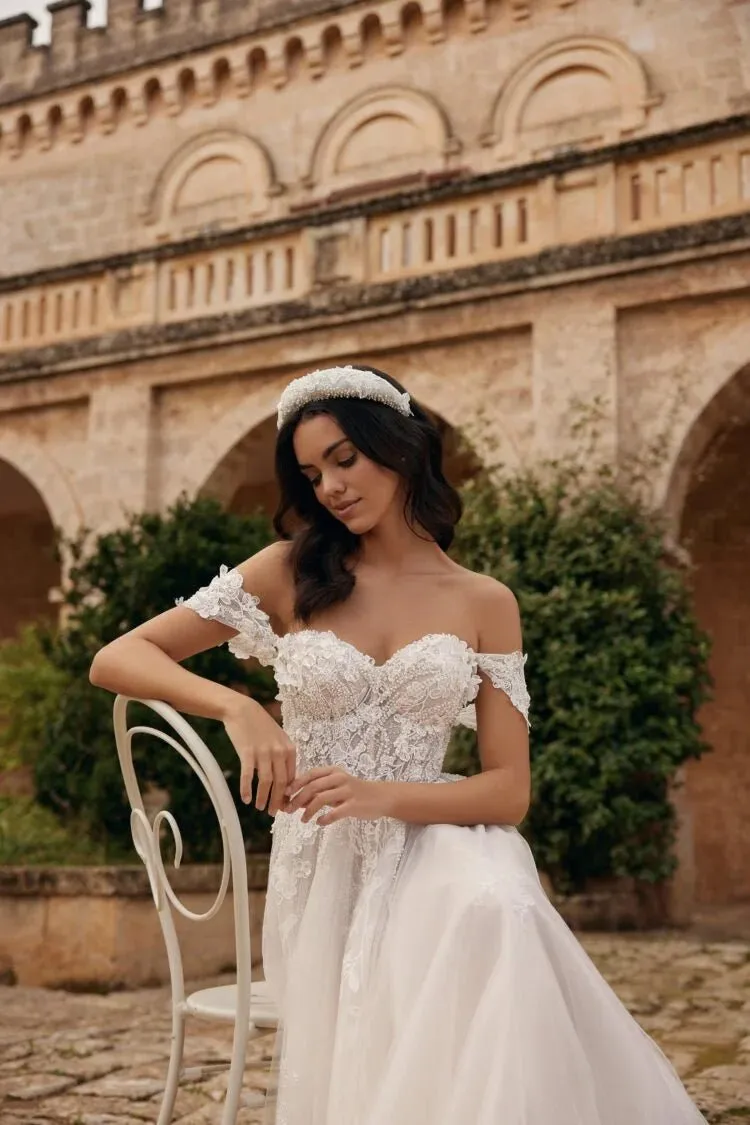 Charming A-line Wedding Dress For Bride Lace Appliques Sweetheart Off the Shoulder Tulle Vestidos De Novia Customized - Image 3