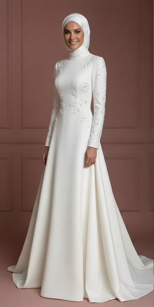 Cheap Hijab Wedding Dress Elegant Modest Bridal Muslim - Image 2