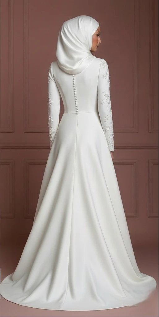 Cheap Hijab Wedding Dress Elegant Modest Bridal Muslim - Image 3