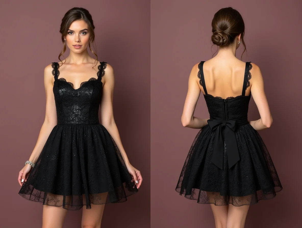 Chic Black Evening Dress & Prom Gown with Long Sleeves for a Sophisticated Style - Image 2