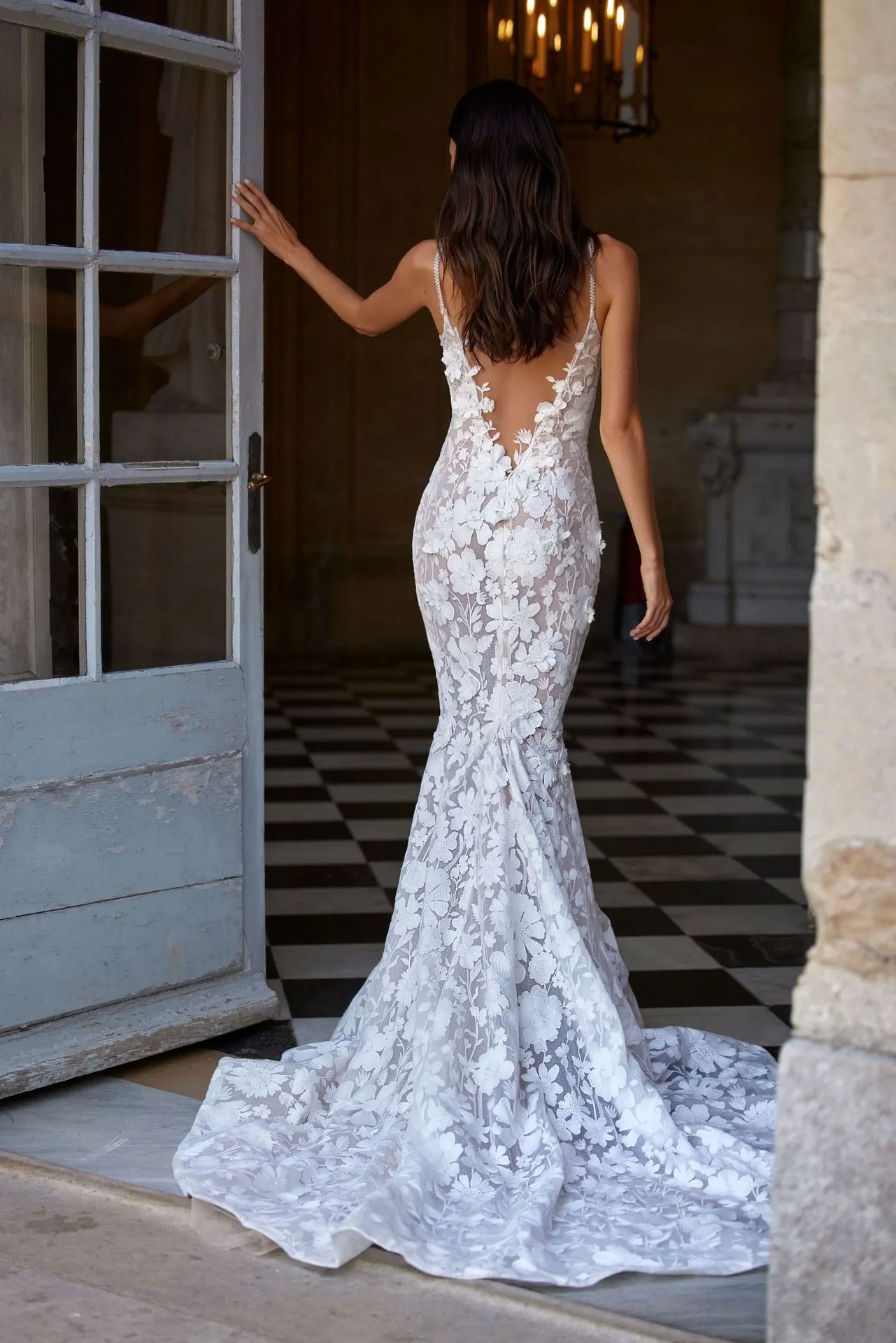 Adorned with 3D Flowers Lace Mermaid-Style Modern Wedding Dress Vestido De Novia Mermaid Bow Satin Bridal Gown Court Train Princess - Image 3