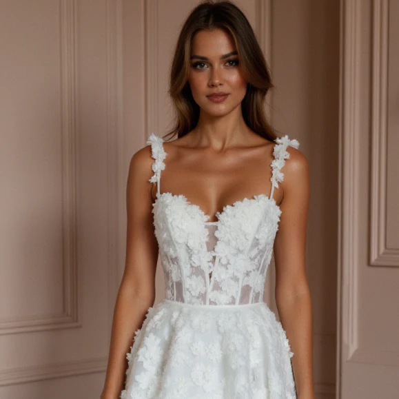 Chic Short Wedding Dress and Mini Dress with a Feathered Skirt for a Unique Touch - Image 4