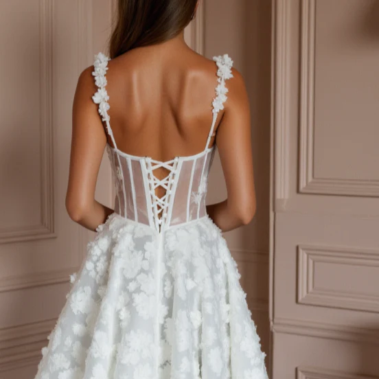 Chic Short Wedding Dress and Mini Dress with a Feathered Skirt for a Unique Touch - Image 5
