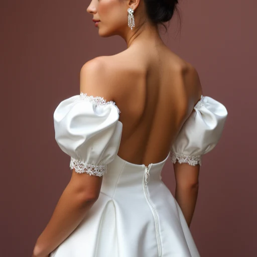 Chic Short Wedding Dress and Mini Dress with a Square Cut and Puff Sleeves - Image 5