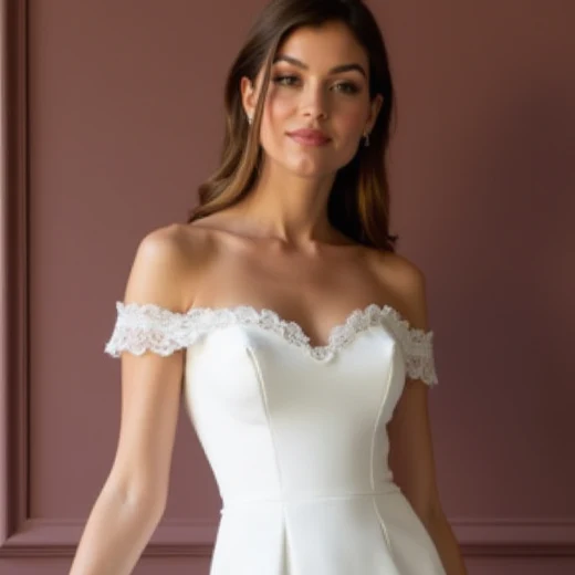 Chic Short Wedding Dress and Mini Dress with Pearl Buttons for a Vintage Touch - Image 4