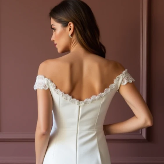 Chic Short Wedding Dress and Mini Dress with Pearl Buttons for a Vintage Touch - Image 5