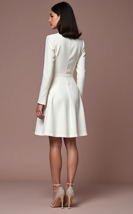 Chic White Mini Short Wedding Dress with a Sculpted Bodice for a Stunning Bridal Look - Image 3