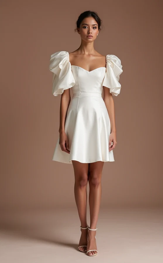 Chic White Mini Short Wedding Dress with a Strapless Bodice for a Sleek and Modern Look - Image 2