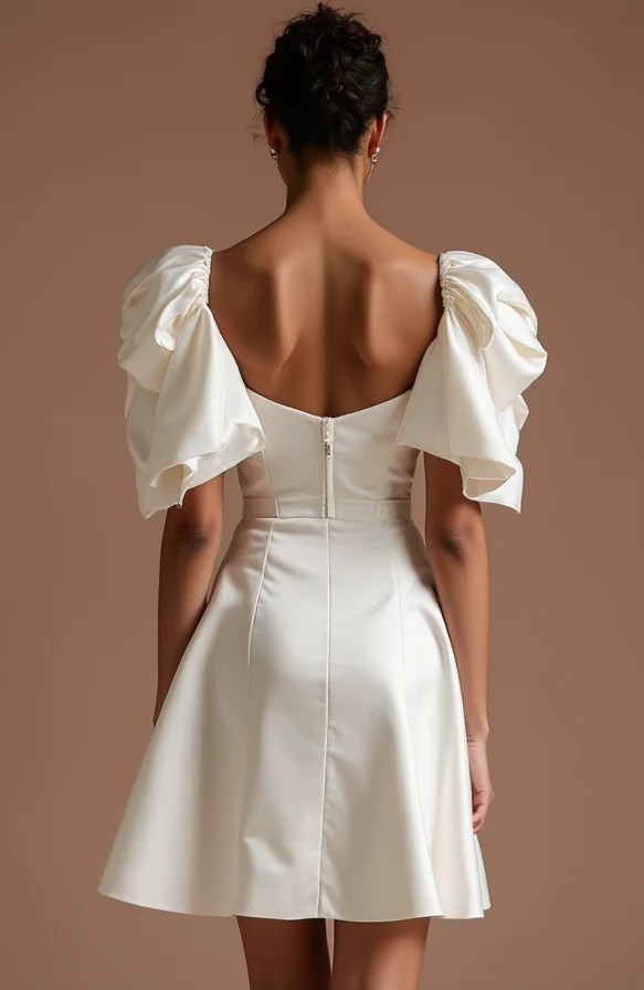 Chic White Mini Short Wedding Dress with a Strapless Bodice for a Sleek and Modern Look - Image 3