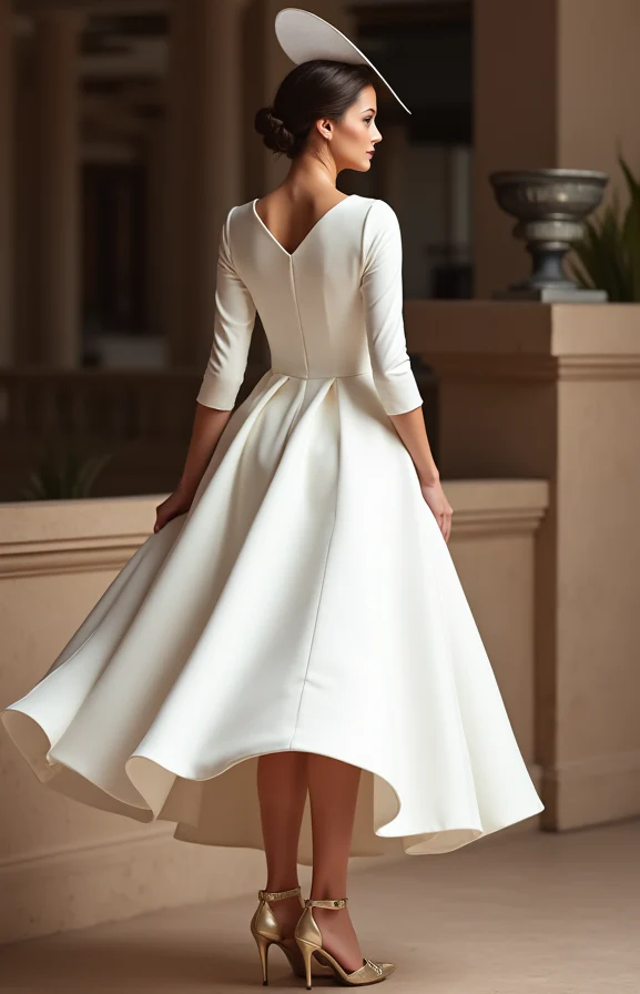 Chic White Mini Short Wedding Dress with Pearl Buttons for a Vintage and Timeless Look - Image 3