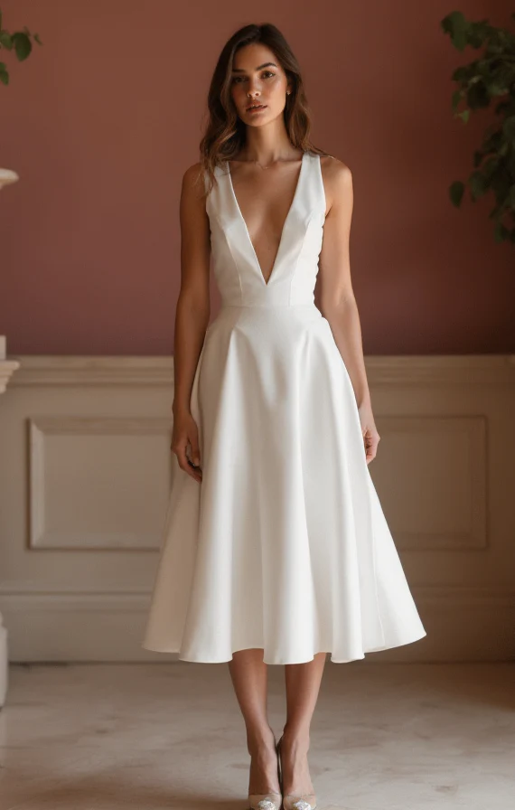 Chic White Mini Short Wedding Dress with Side Cutouts for a Modern and Trendy Look - Image 2
