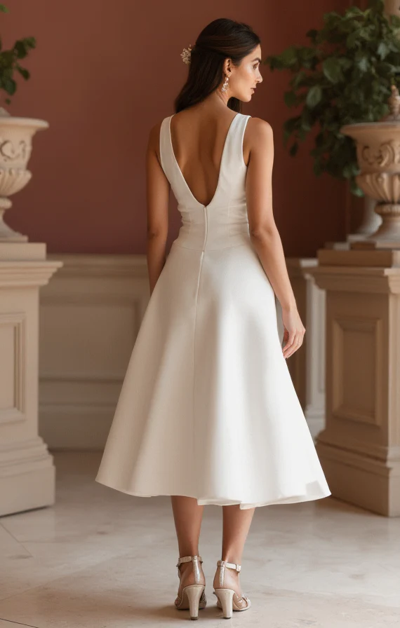 Chic White Mini Short Wedding Dress with Side Cutouts for a Modern and Trendy Look - Image 3