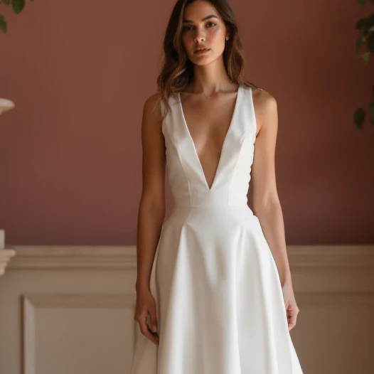 Chic White Mini Short Wedding Dress with Side Cutouts for a Modern and Trendy Look - Image 4