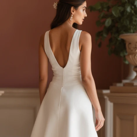 Chic White Mini Short Wedding Dress with Side Cutouts for a Modern and Trendy Look - Image 5