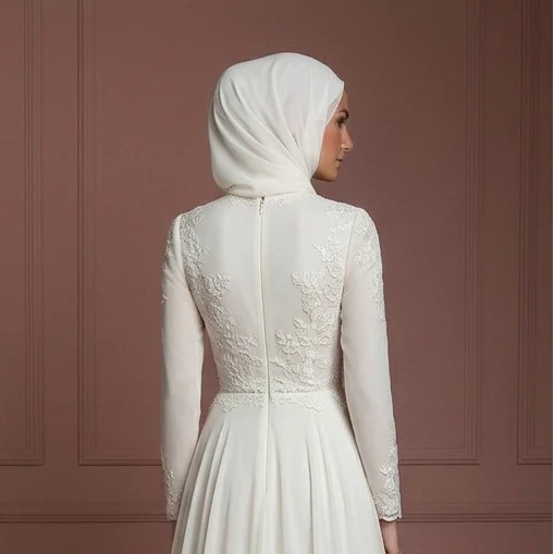 Chiffon Flowing Nikah Wedding Dress – Hijab-Friendly Modest Style Muslim - Image 5