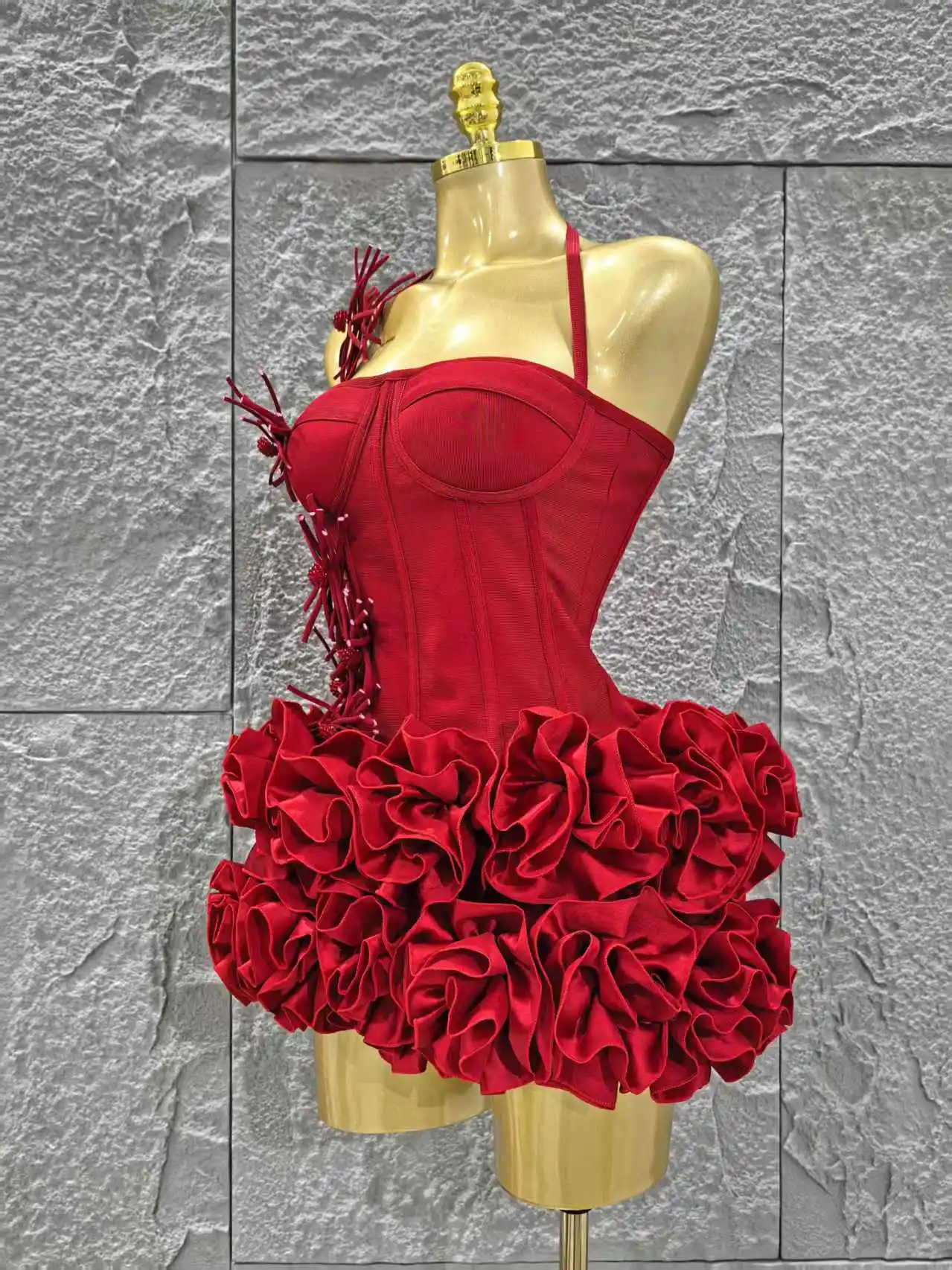 Christmas Style Women Sexy Strapless Florlas 2 PIeces Bodycon Mini Bandage Dress Nightclub Party Wedding Mermaid Outfit - Image 3