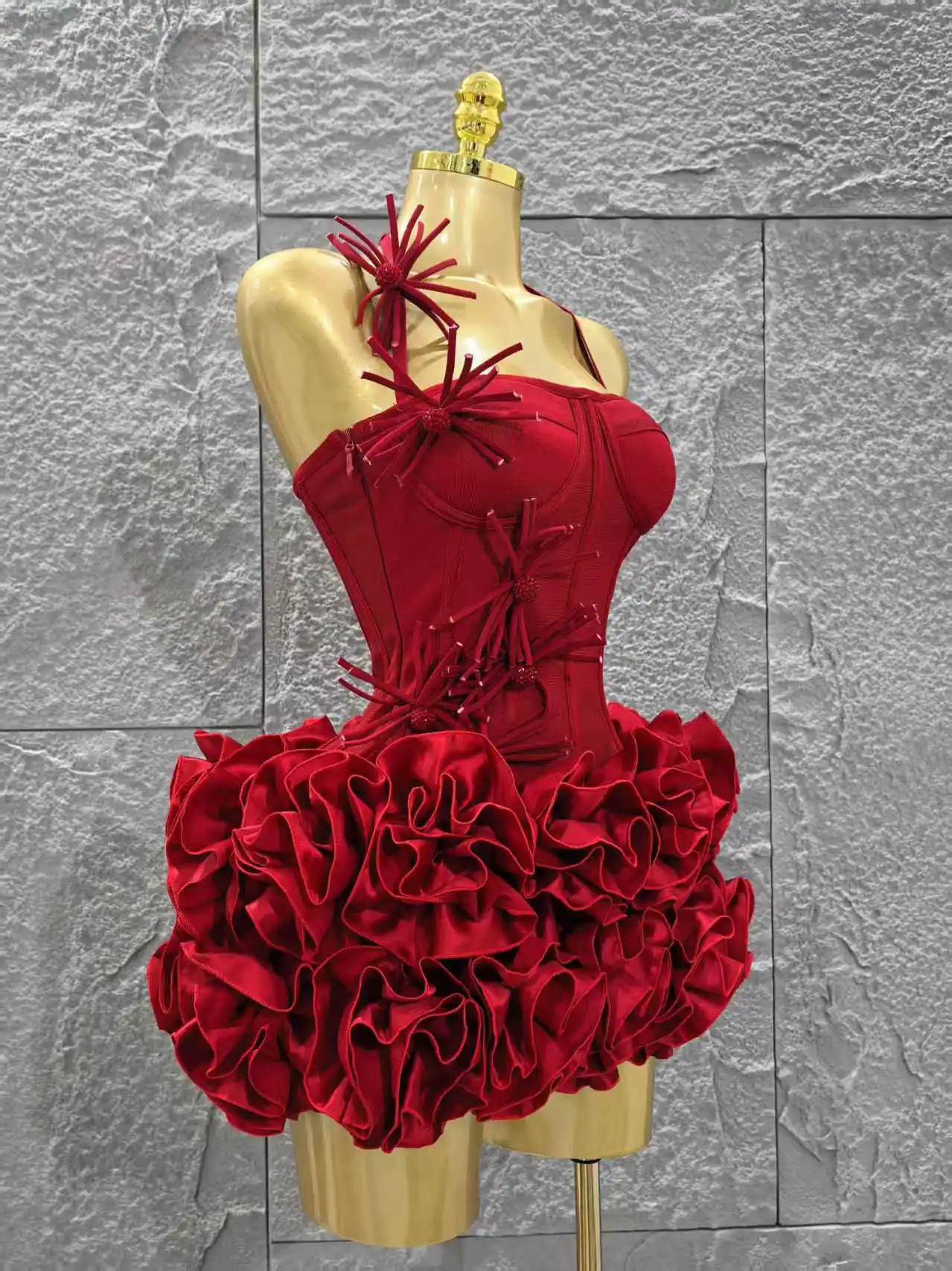 Christmas Style Women Sexy Strapless Florlas 2 PIeces Bodycon Mini Bandage Dress Nightclub Party Wedding Mermaid Outfit - Image 4