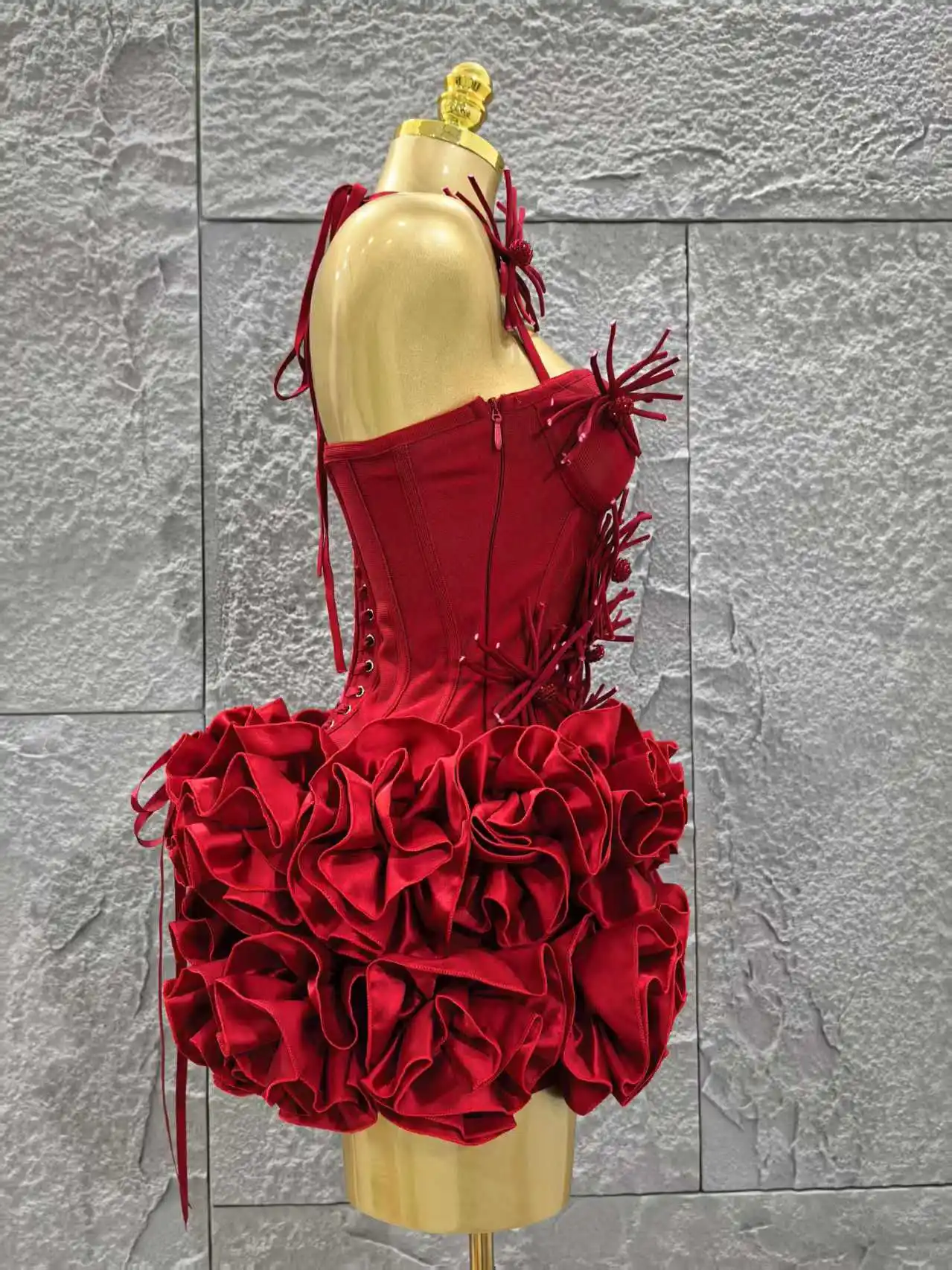Christmas Style Women Sexy Strapless Florlas 2 PIeces Bodycon Mini Bandage Dress Nightclub Party Wedding Mermaid Outfit - Image 5