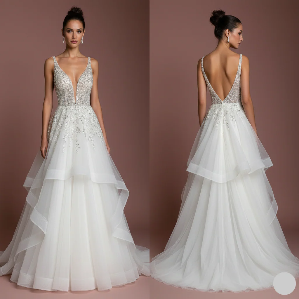 Long Detachable Train Wedding Dress 2-in-1 Lace Mermaid