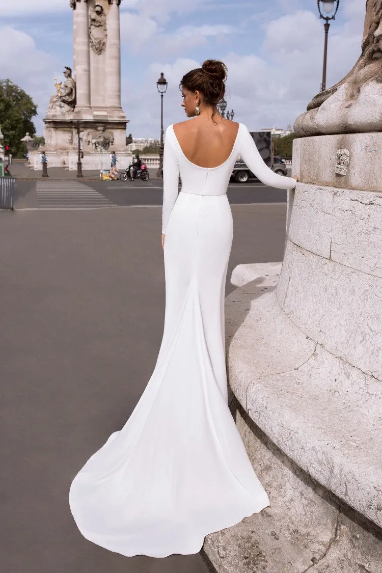 Close-Fitting Line Mermaid Dress Bow Court Train Modern Satin Princess Bridal Sleeveless Gown Vestido De Novia - Image 2