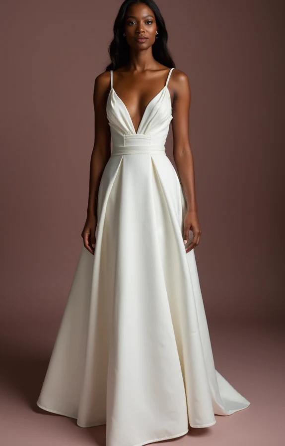 Classic White A-Line Wedding Dress with Delicate Lace Appliqué - Image 2