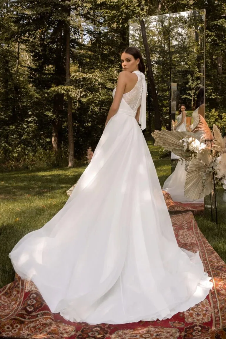 Classic A-line Wedding Dresses For Women Sleeveless High Neck Bow Chiffon Vestidos De Novia Brautmode Customised - Image 2