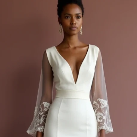 Classic A-Line Wedding Gown with a Satin Finish for a Luxurious Look - Image 2