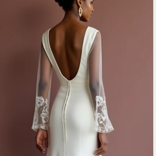 Classic A-Line Wedding Gown with a Satin Finish for a Luxurious Look - Image 3