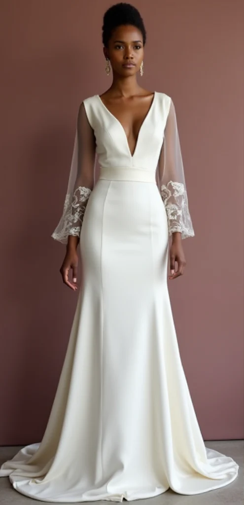 Classic A-Line Wedding Gown with a Satin Finish for a Luxurious Look - Image 4