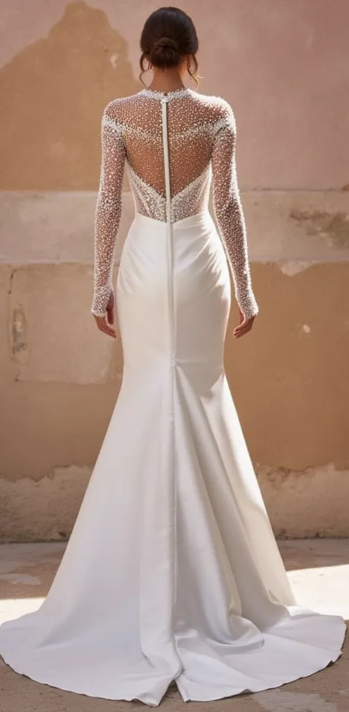 Classic Mermaid Wedding Gown with a Figure-Hugging Silhouette - Image 3