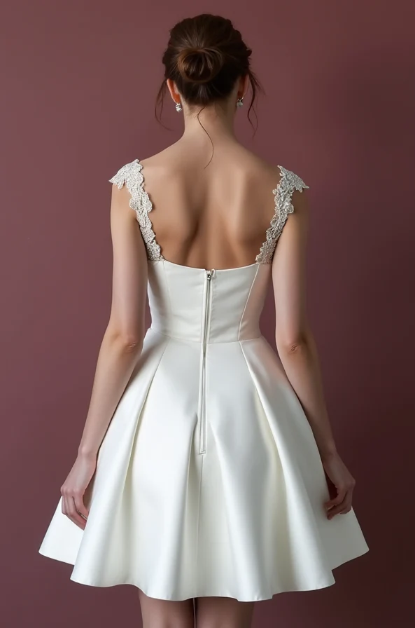 Classic Short Wedding Dress and Mini Dress with a V-Neckline for a Timeless Style - Image 3