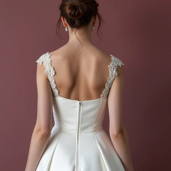 Classic Short Wedding Dress and Mini Dress with a V-Neckline for a Timeless Style - Image 5